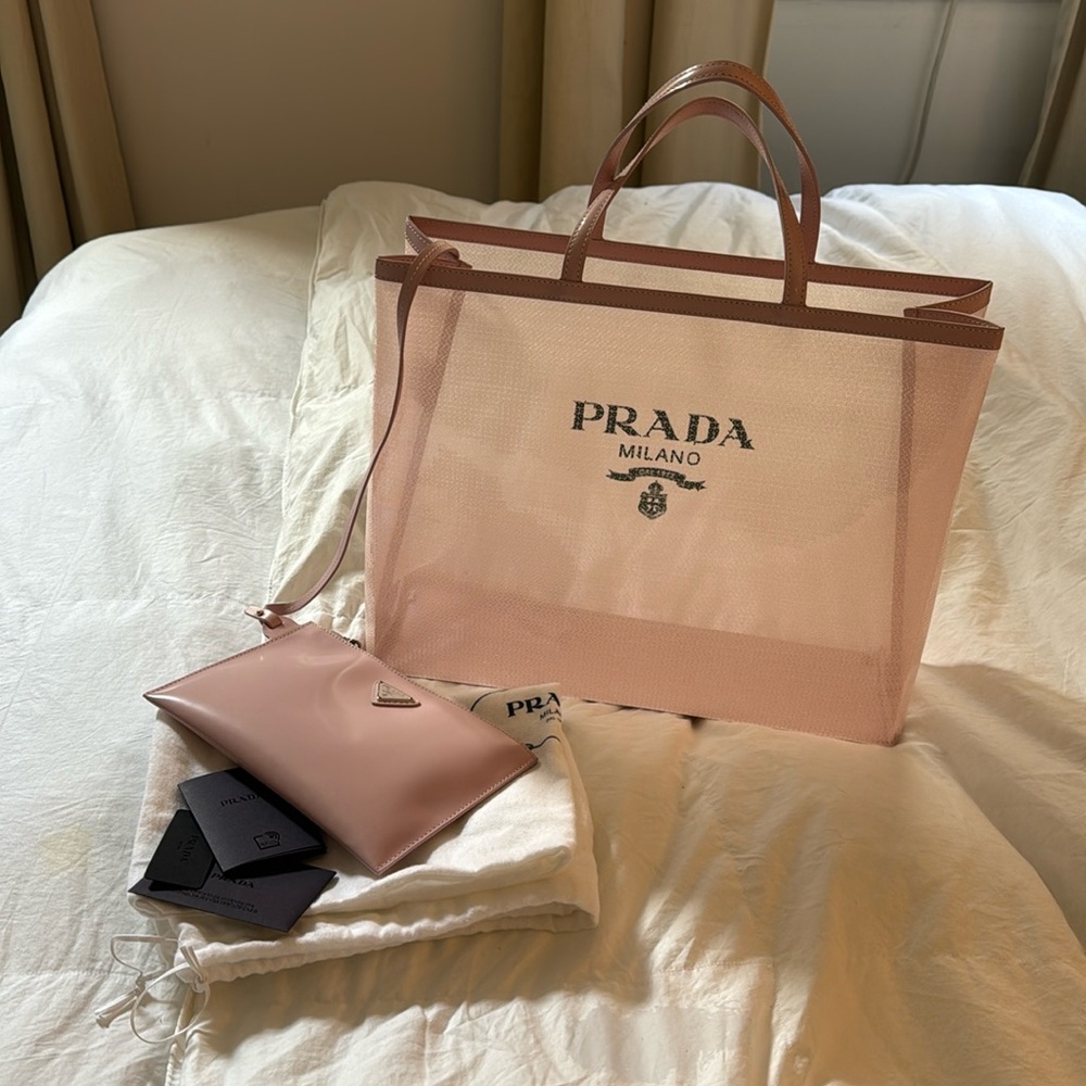 Prada Pink Mesh Tote Bag